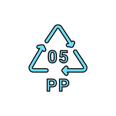 Plastic recycling code PP 05 line icon. Consumption code.