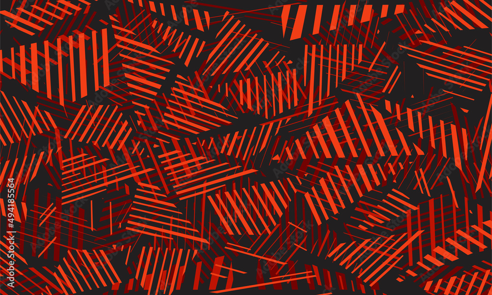Poster minimalist black background with red abstract triangle stripe pattern