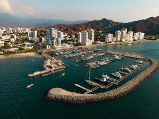 Aerial view on Santa Marta, Magdalena, Colombia