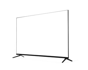 Wide TV with blank screen isolated on white
