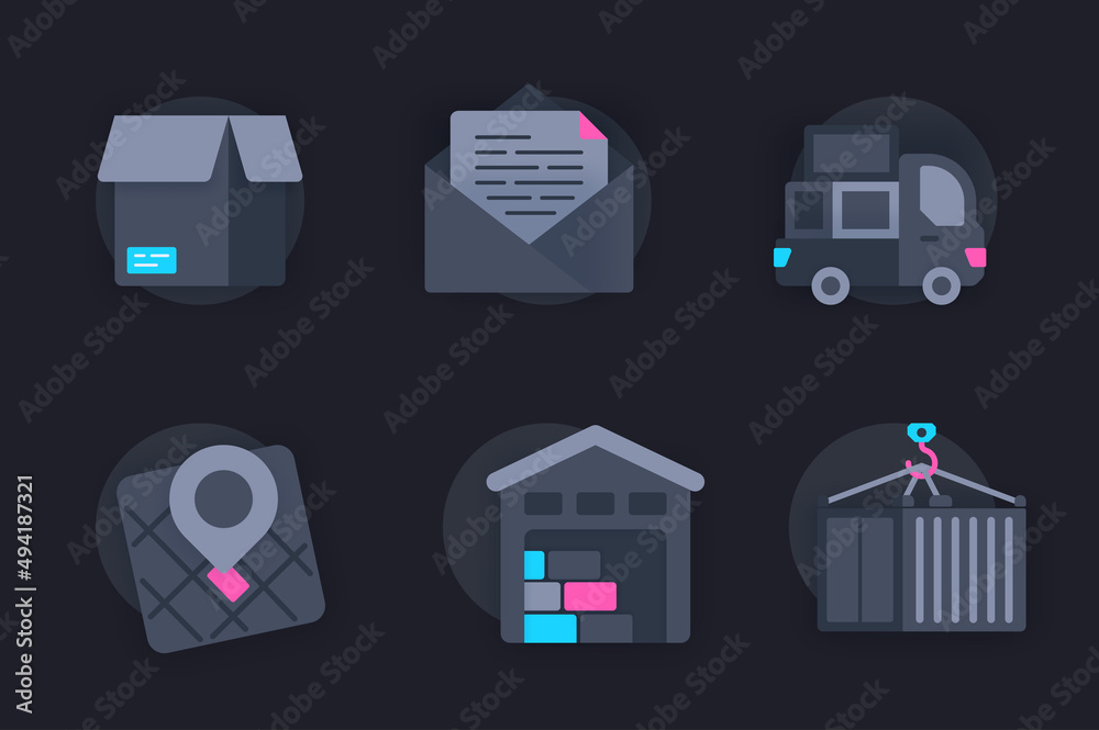 Poster delivery service web concept of 3d paper icons set. pack flat pictograms of sending and receiving pa