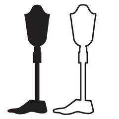 Prosthesis leg glyph icon on white background. disability and artificial, prosthetic leg sign. flat style.