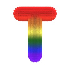 Fluffy Rainbow Themed Font Letter T