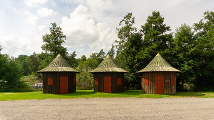 Fototapeta na wymiar Strømfoss, Norway, wooden houses.