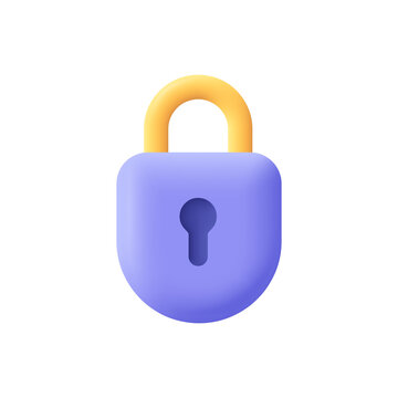 Padlock, lock. Security,  safety, encryption, protection, privacy concept. 3d vector icon. Cartoon minimal style.