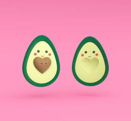 Funny illustration. Two halves of an avocado
