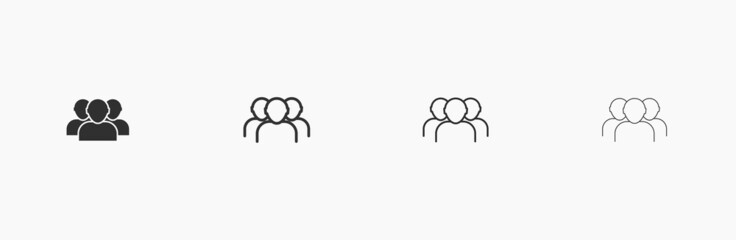 3 people vector flat icon. People symbol for web