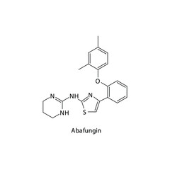 Abafungin molecular structure, flat skeletal chemical formula. Azole antifungal drug used to treat Fungal body and skin infections . Vector illustration.