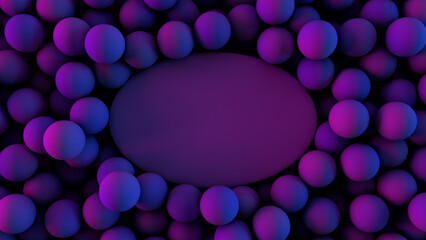 Mockup of colored balls background with blank copy space to insert text. Scene template for advertising and presentation, 3D illustration