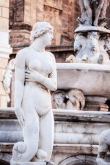 Piazza Pretoria Renaissance Fountain in Palermo, Sicily