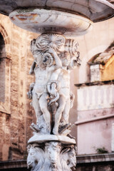 Fototapeta na wymiar Piazza Pretoria Renaissance Fountain in Palermo, Sicily