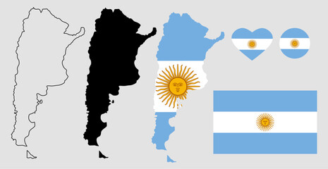 Obraz premium argentina map flag icon set