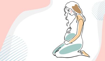 A silhouette drawn with a single black line. Pregnant girl. An illustration dedicated to motherhood.
Web
