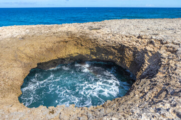 Watamula Hole - natural sight on the island Curacao in the Caribbean 