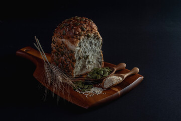 healthy whole grain bread with carrot and seeds