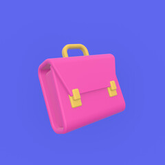 3d rendering illustration of briefcase. Modern trendy design.