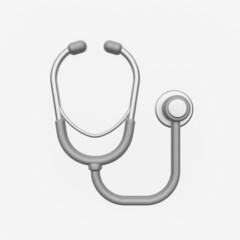 3d render illustration of stethoscope. Modern trendy design. Simple icon for web and app. Isolated on white background