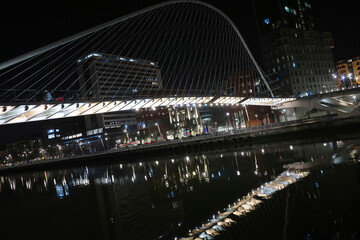 Modern bridge in the downtown of Bilbao