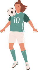 Female Football Player Hitting Ball with Chest Illustration