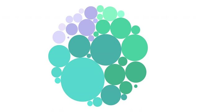 Circular organogram chart isolated on white background. 4K animation for visualise a hierarchic organisation.