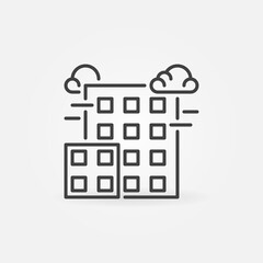 Clouds with Buildings vector thin line concept icon