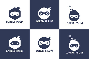 Set of ninja logo template design vector