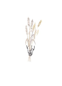 Bouquet of flowers hand drawn illustration watercolor ink 5100x7016 