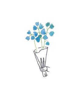 Bouquet of flowers hand drawn illustration watercolor ink 5100x7016 