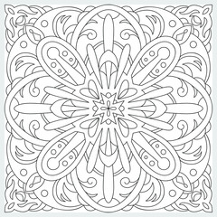 Vector decorative ornament. Tile pattern. Coloring page. Linear art.