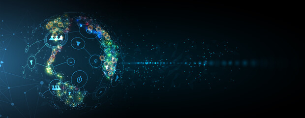 Technology data background, idea of global business solution