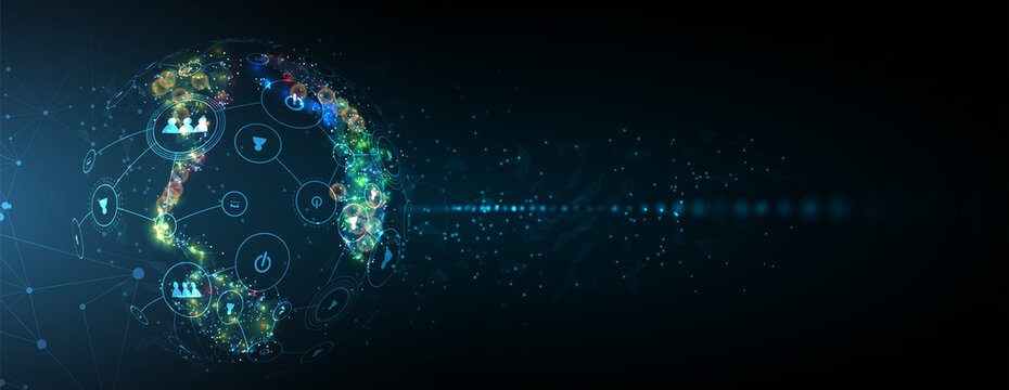 Technology data background, idea of global business solution