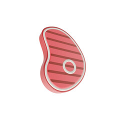 3d render illustration of meat steak. Simple icon for web and app. Modern trendy design. Isolated on white background.