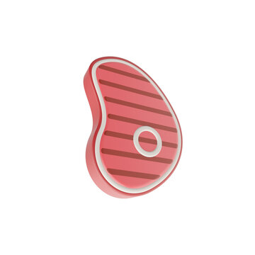 3d render illustration of meat steak. Simple icon for web and app. Modern trendy design. Isolated on white background.