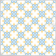 Fototapeta premium Traditional ornate portuguese tiles azulejos. Vintage pattern for textile design. Geometric mosaic, majolica. Seamless geometric pattern. Vector decorative background. Vintage floral pattern.