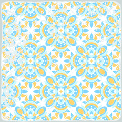 Traditional ornate portuguese tiles azulejos. Vintage pattern for textile design. Geometric mosaic, majolica. Seamless geometric pattern. Vector decorative background. Vintage floral pattern.