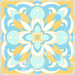 Traditional ornate portuguese tiles azulejos. Vintage pattern for textile design. Geometric mosaic, majolica. Seamless geometric pattern. Vector decorative background. Vintage floral pattern.