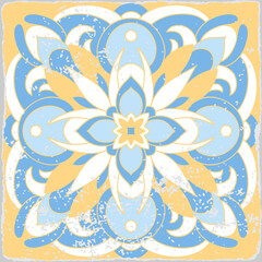 Traditional ornate portuguese tiles azulejos. Vintage pattern for textile design. Geometric mosaic, majolica. Seamless geometric pattern. Vector decorative background. Vintage floral pattern.