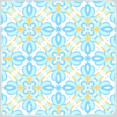 Foto op Canvas Traditional ornate portuguese tiles azulejos. Vintage pattern for textile design. Geometric mosaic, majolica. Seamless geometric pattern. Vector decorative background. Vintage floral pattern. © superpolis
