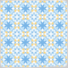 Traditional ornate portuguese tiles azulejos. Vintage pattern for textile design. Geometric mosaic, majolica. Seamless geometric pattern. Vector decorative background. Vintage floral pattern.