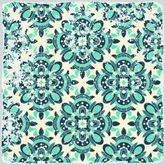 Traditional ornate portuguese tiles azulejos. Vintage pattern for textile design. Geometric mosaic, majolica. Seamless geometric pattern. Vector decorative background. Vintage floral pattern.