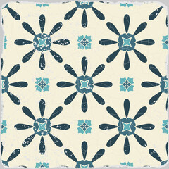 Traditional ornate portuguese tiles azulejos. Vintage pattern for textile design. Geometric mosaic, majolica. Seamless geometric pattern. Vector decorative background. Vintage floral pattern.