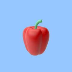 3d render illustration of bell pepper. Modern trendy design. Simple icon for web and app. Isolated on blue background.
