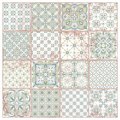 Traditional ornate portuguese tiles azulejos. Vintage pattern for textile design. Geometric mosaic, majolica. Seamless geometric pattern. Vector decorative background. Vintage floral pattern.
