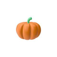 3d render illustration of pumpkin. Modern trendy design. Simple icon for web and app. Isolated on blue background.