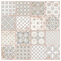 Traditional ornate portuguese tiles azulejos. Vintage pattern for textile design. Geometric mosaic, majolica. Seamless geometric pattern. Vector decorative background. Vintage floral pattern.