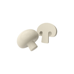 3d render illustration of champignon mushroom. Modern trendy design. Simple icon for web and app. Isolated on white background.