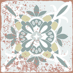 Traditional ornate portuguese tiles azulejos. Vintage pattern for textile design. Geometric mosaic, majolica. Seamless geometric pattern. Vector decorative background. Vintage floral pattern.