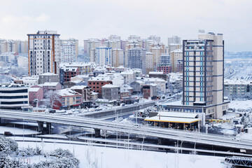 Winter in the city Istanbul, snow