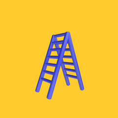 3d render illustration of ladder. Simple icon for app and web. Modern trendy design. Isolated on yellow background.