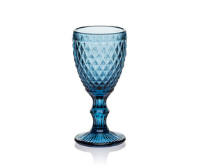 Empty colored glass, tumbler, shot glass for drinks isolated on white background. Ware for bar, restaurant, pub, cafe.